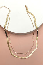 double snake & largo chain necklace | gold
