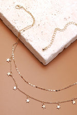 delicate double layer star necklace | gold