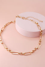 rectangle link handmade chain necklace | gold