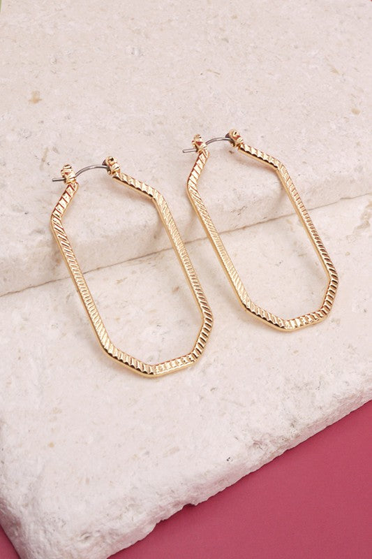 long octagon earrings | gold
