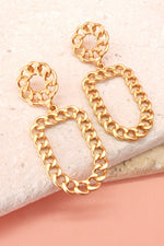 geo chain drop earrings | gold