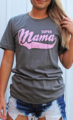 super mama graphic tee [charcoal] - Grace and Edge Boutique 