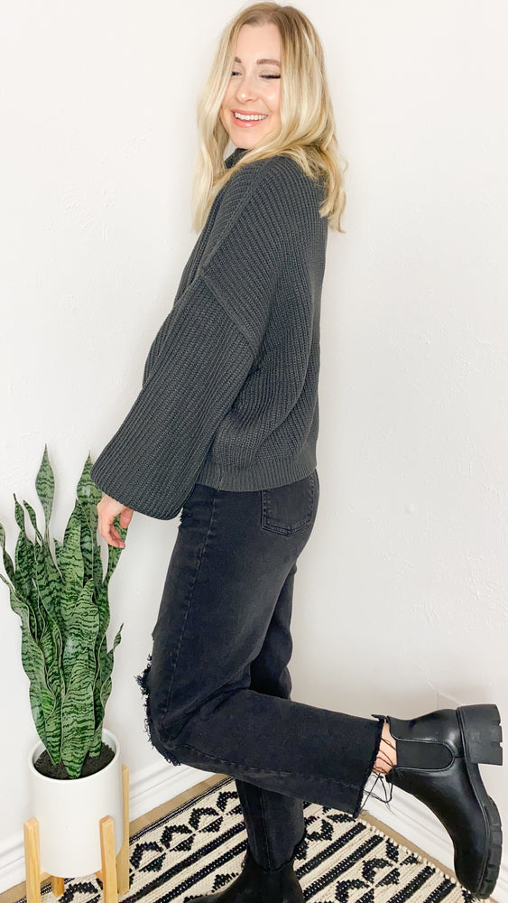 curl up & get cozy sweater | charcoal
