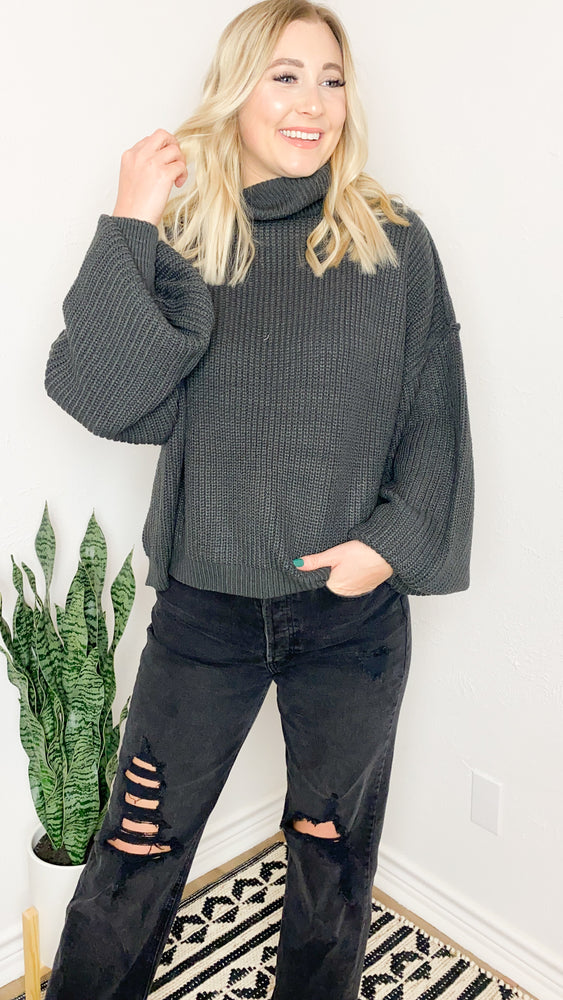 curl up & get cozy sweater | charcoal