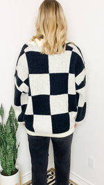 checkered cutie cardigan | black combo