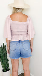 living in the moment top | blush