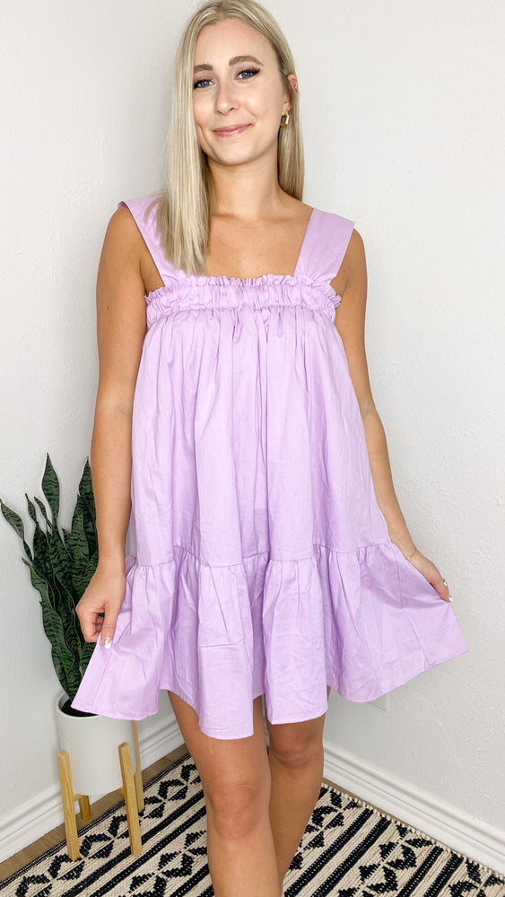 into you ruffled dress | lavender