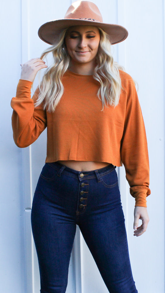timeless traveling cropped waffle knit [hazel] - Grace and Edge Boutique 