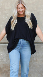 oversized batwing top in black