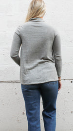cutout mock neck top in gray