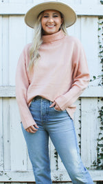 fall for it sweater | pale pink