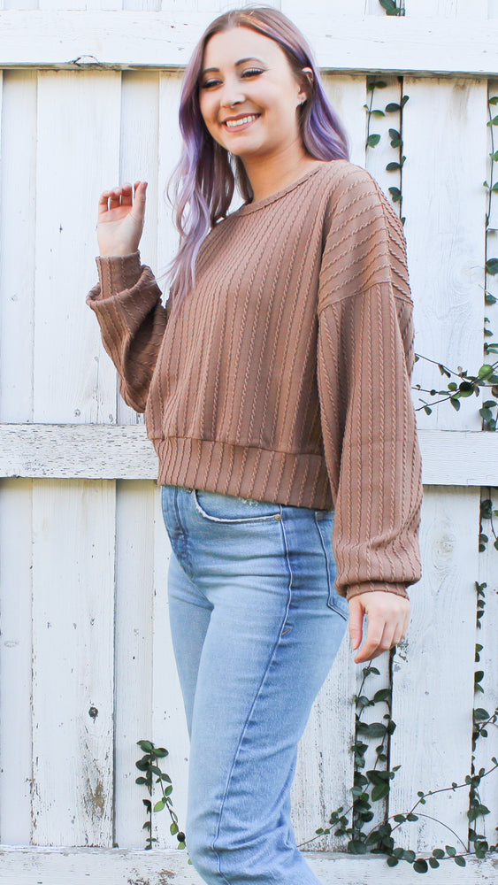 braided cropped top in cocoa