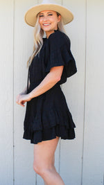layer tiered mini dress in black