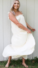 tiered ruffled maxi in ivory