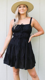tiered cami elastic waist dress in black