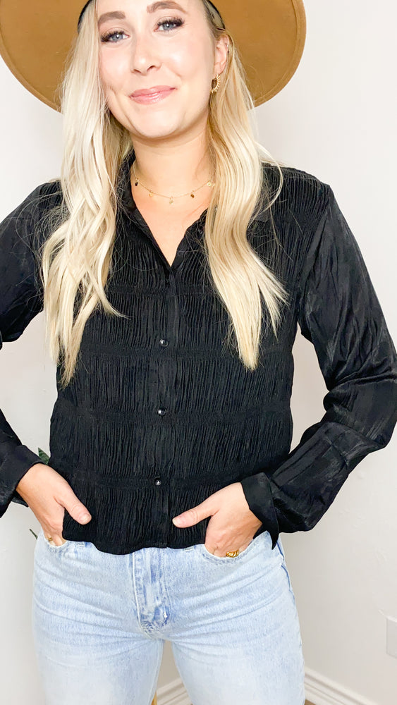 right on time button down top | black