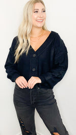 barely chilly cropped cardigan | black