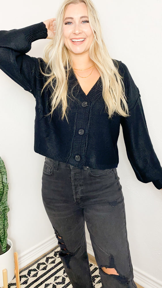 barely chilly cropped cardigan | black