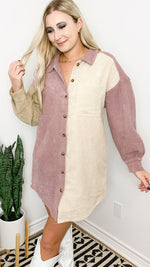 for the love of fall corduroy dress | mauve